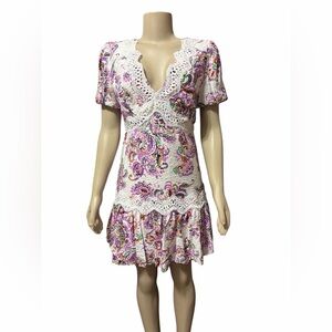 TCEC Sz M Paisely Charm Mini Dress Short Sleeves
